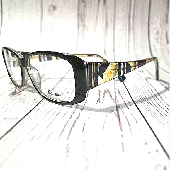 NEW Full Rim Eyeglass Frame by Enhance, black crystal trendy glasses, 56-14-140 - Picture 2 of 5